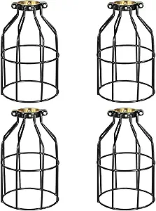 KastLite Metal Bulb Guard - Adjustable Lamp Base for Ceiling Fans - Pendant String Light Vintage Lamp Shade Cover - Wire Fixture Cage - Farmhouse Light Fixture - 2 Lamp Cages for Pendant String Lights