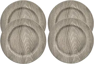Gift Boutique 24 Disposable Wood Round Charger Plates 13" Rustic Brown Wooden Slice Dinner Serving Tray Heavy Duty Paper Cardboard Platter Place Mats