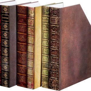 Bits and Pieces - Heavy-Duty File Organizer and Magazine Holder – Set of 3 – Decorative Classic Books Themed Magazine Rack - 3" x 11" x 12