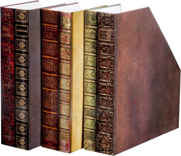 Bits and Pieces - Heavy-Duty File Organizer and Magazine Holder – Set of 3 – Decorative Classic Books Themed Magazine Rack - 3" x 11" x 12