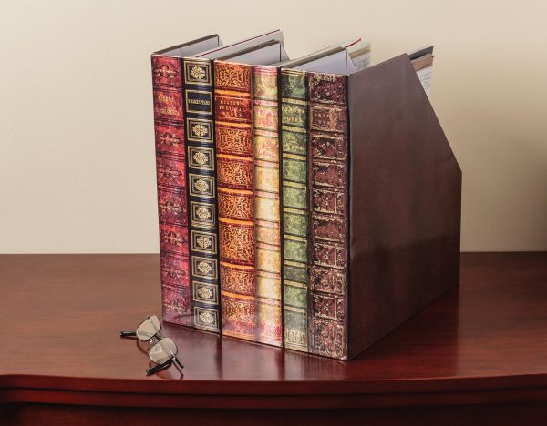 Bits and Pieces - Heavy-Duty File Organizer and Magazine Holder – Set of 3 – Decorative Classic Books Themed Magazine Rack - 3" x 11" x 12 - Image 2