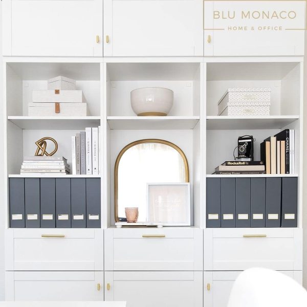 BLU MONACO Décor and Organization with a Set of 6 Cute Magazine Holders, Foldable File Boxes in Grey with Gold Label Holders - Home Office Desktop or Bookshelf Organizer - Magazine Rack Book Bins - Image 4