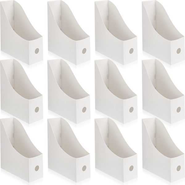 Geyee 12 Pack Magazine File Holder Plastic Desk Organizer Magazine Holder Heavy Duty Magazine Storage Magazine File Boxes Magazine Rack for Home Storage and Office Organization (White)