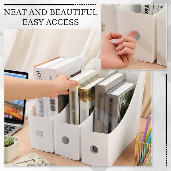 Geyee 12 Pack Magazine File Holder Plastic Desk Organizer Magazine Holder Heavy Duty Magazine Storage Magazine File Boxes Magazine Rack for Home Storage and Office Organization (White) - Image 5