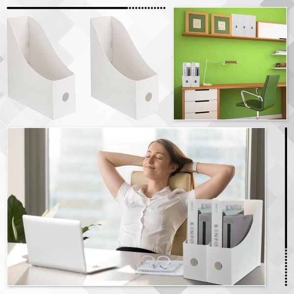 Geyee 12 Pack Magazine File Holder Plastic Desk Organizer Magazine Holder Heavy Duty Magazine Storage Magazine File Boxes Magazine Rack for Home Storage and Office Organization (White) - Image 7