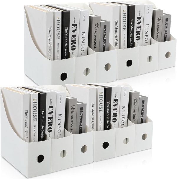 Geyee 12 Pack Magazine File Holder Plastic Desk Organizer Magazine Holder Heavy Duty Magazine Storage Magazine File Boxes Magazine Rack for Home Storage and Office Organization (White) - Image 8