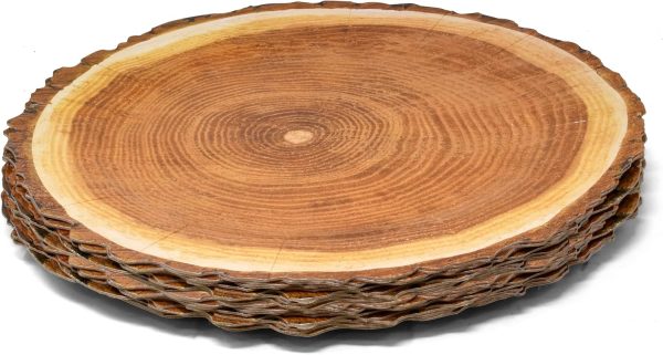 Gift Boutique 24 Disposable Burlap Round Charger Plates 13" Rustic Print Dinner Serving Tray Paper Cardboard Platter Table Place Setting Wedding Decor - Image 2