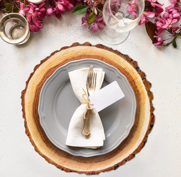 Gift Boutique 24 Disposable Burlap Round Charger Plates 13" Rustic Print Dinner Serving Tray Paper Cardboard Platter Table Place Setting Wedding Decor - Image 5