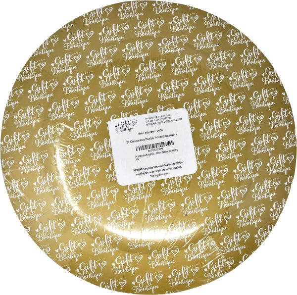Gift Boutique 24 Disposable Burlap Round Charger Plates 13" Rustic Print Dinner Serving Tray Paper Cardboard Platter Table Place Setting Wedding Decor - Image 7
