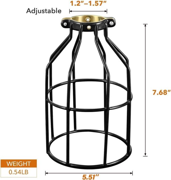HealSmart Metal Industrial Adjustable Clamp Lamp Cage, Pendant String Light Shade for Lamp Holder, Vintage Farmhouse Light Fixture, 2 Pack Black - Image 5