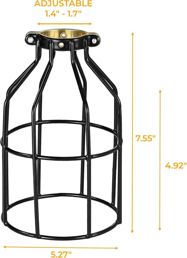 KastLite Metal Bulb Guard - Adjustable Lamp Base for Ceiling Fans - Pendant String Light Vintage Lamp Shade Cover - Wire Fixture Cage - Farmhouse Light Fixture - 2 Lamp Cages for Pendant String Lights - Image 2