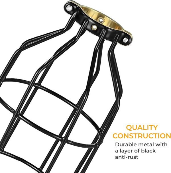 KastLite Metal Bulb Guard - Adjustable Lamp Base for Ceiling Fans - Pendant String Light Vintage Lamp Shade Cover - Wire Fixture Cage - Farmhouse Light Fixture - 2 Lamp Cages for Pendant String Lights - Image 4