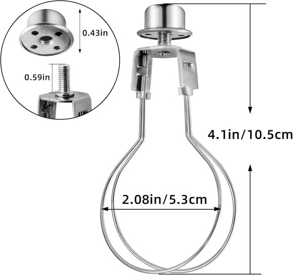 Lamp Shade Light Bulb Clip Adapter, 2 Pack Clip on Lampshade Adapter Includes Finial and Lampshade Levellers to Keep Lamp Shade in Place, Lamp Shade Holder for Clip On Light Bulbs (Nickel) - Image 2