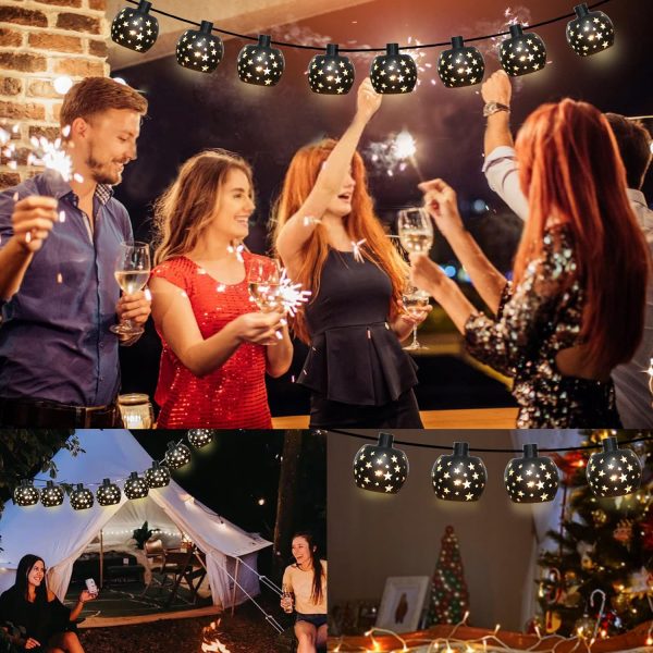 Lantern String Lights with 10 Clear G40 Bulbs and Star Plastic Lamp Shades, Indoor Outdoor String Lights for Patio Yard Christmas Decor - Image 6