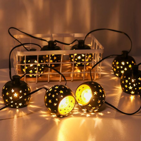 Lantern String Lights with 10 Clear G40 Bulbs and Star Plastic Lamp Shades, Indoor Outdoor String Lights for Patio Yard Christmas Decor - Image 7