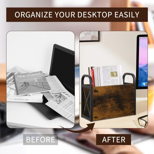Magazine Holder, Clear Plastic Vertical File Magazine Organizer, Desktop File Magazine Book Storage Shelf for Office Desk(2PCS) - Image 6