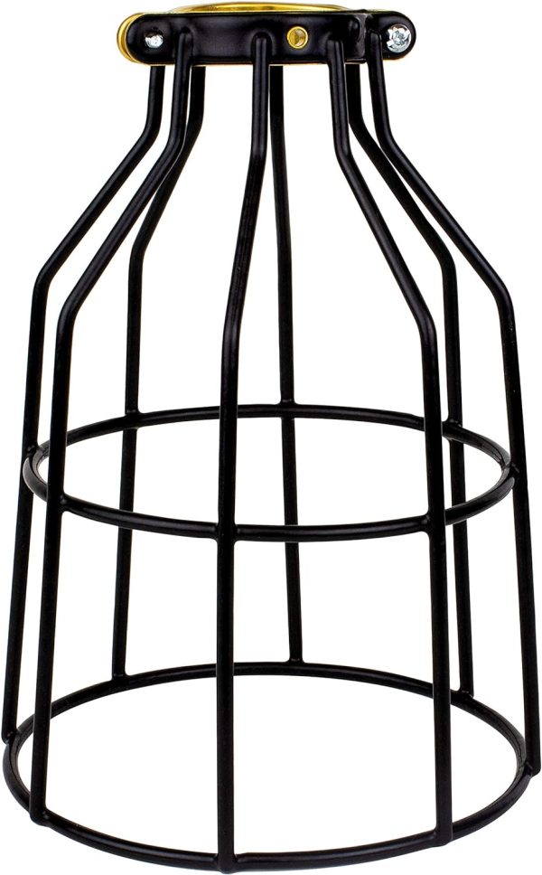 Newhouse Lighting WLG1B Ca Metal Guard for Ceiling Fan, Pendant String Light and Vintage Lamp Shades/Cover, Industrial Wire Fixture Iron Bird Cage, 1 Count (Pack of 1), Black