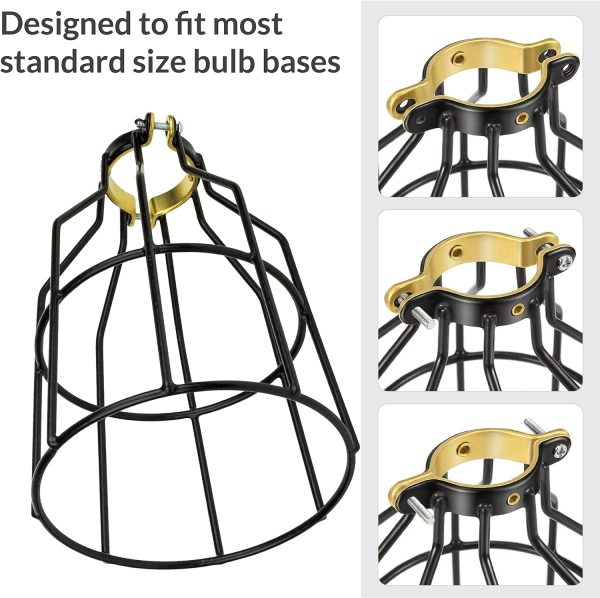Newhouse Lighting WLG1B Ca Metal Guard for Ceiling Fan, Pendant String Light and Vintage Lamp Shades/Cover, Industrial Wire Fixture Iron Bird Cage, 1 Count (Pack of 1), Black - Image 2