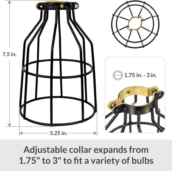 Newhouse Lighting WLG1B Ca Metal Guard for Ceiling Fan, Pendant String Light and Vintage Lamp Shades/Cover, Industrial Wire Fixture Iron Bird Cage, 1 Count (Pack of 1), Black - Image 3