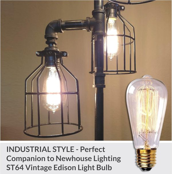 Newhouse Lighting WLG1B Ca Metal Guard for Ceiling Fan, Pendant String Light and Vintage Lamp Shades/Cover, Industrial Wire Fixture Iron Bird Cage, 1 Count (Pack of 1), Black - Image 4