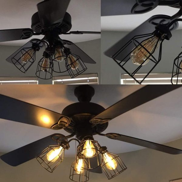 Newhouse Lighting WLG1B Ca Metal Guard for Ceiling Fan, Pendant String Light and Vintage Lamp Shades/Cover, Industrial Wire Fixture Iron Bird Cage, 1 Count (Pack of 1), Black - Image 7