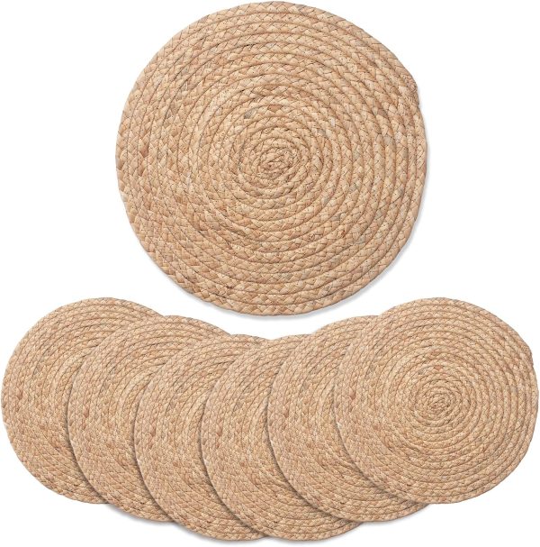Round Placemats Set of 6, 13.8" Woven Placemats, Rattan Placemats for Dining table, Boho Chargers Plates for Home, Party, Wedding, Thanksgiving and Christmas - Image 6