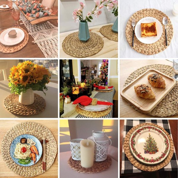 Round Placemats Set of 8, Table Mats Set of 8, Chargers for Dinner Plates, Place Mats Indoor Set of 8, Round Woven Placemats Set of 8, Farmhouse Placemats Set of 8, Wicker Placemats 13.4" - Image 7