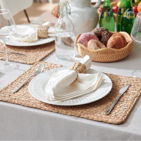 Woven Placemats Set of 6, 17" x 12" Rattan Table Mats, Natural Water Hyacinth Chargers for Dinner Plates, Wicker Placemats for Dining Table, Home, Wedding - Image 2